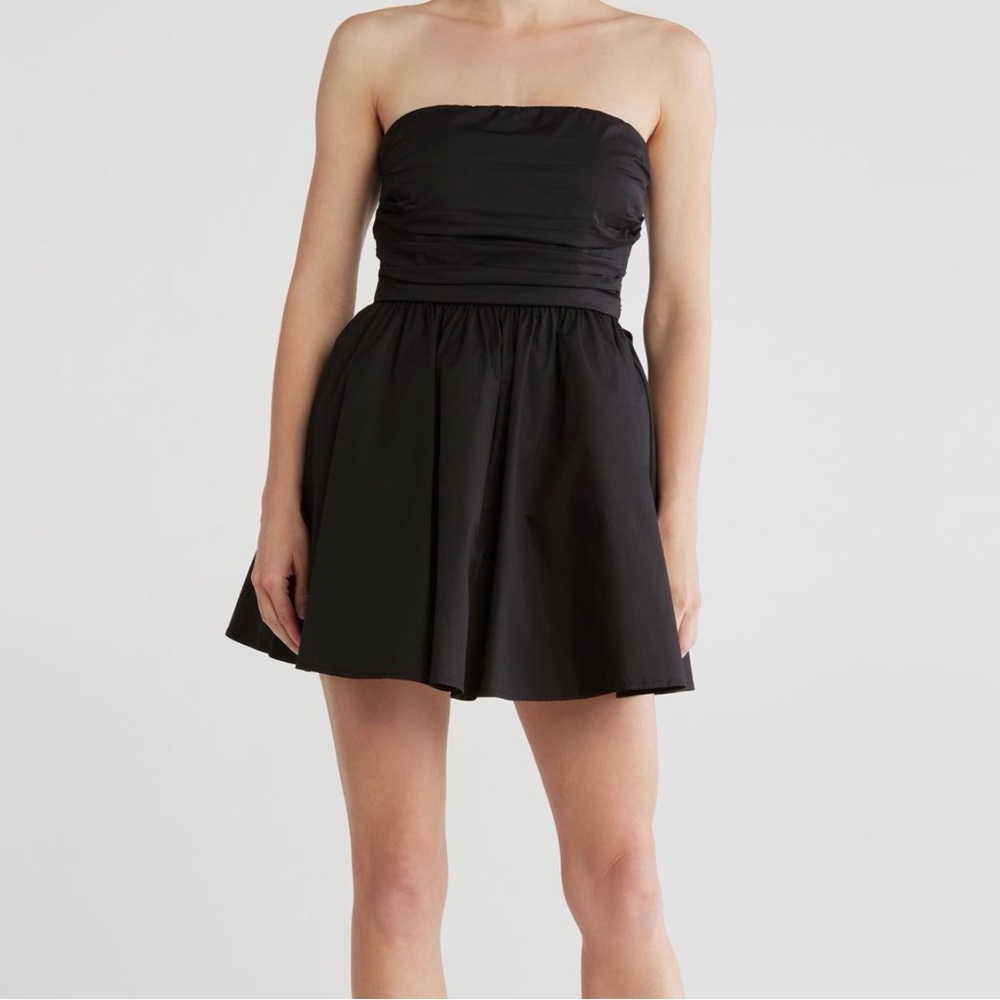 Lush Black Strapless Fit & Flare Mini Dress Pleated Bodice NWT Women's Medium
